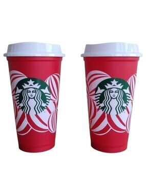 Starbucks Holiday 2024 Red Cups x2 16oz Limited Edition Collectible Coffee Cups